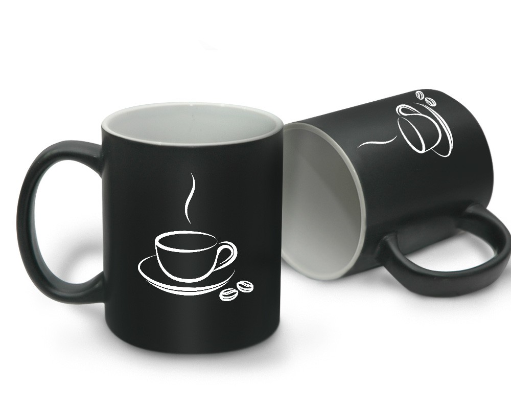 Matte Coffee Mug Black with Inner White with Logo Printing.