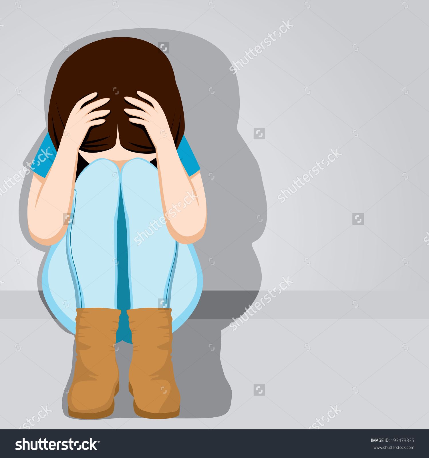 Sad Lonely Girl Clipart.