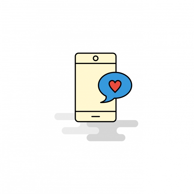 Flat Love Chat Icon Vector, Background, Bubble, Business PNG.