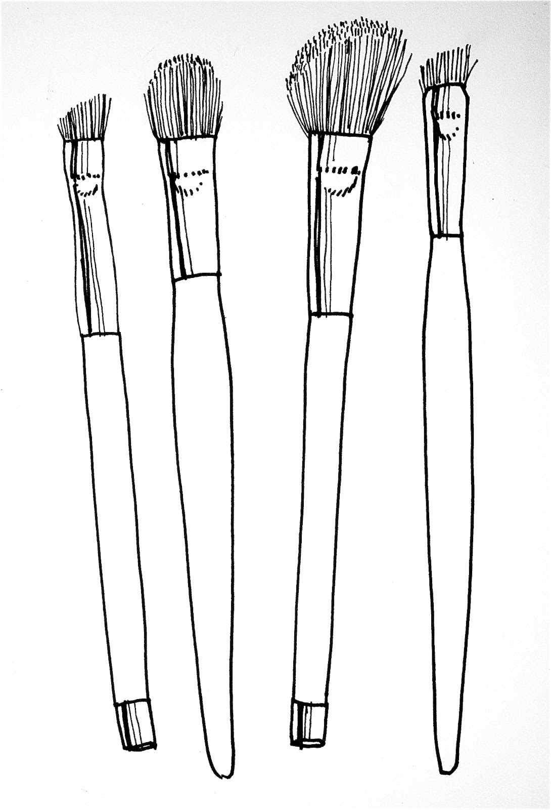 In Black And White Makeup Brush Diagram.