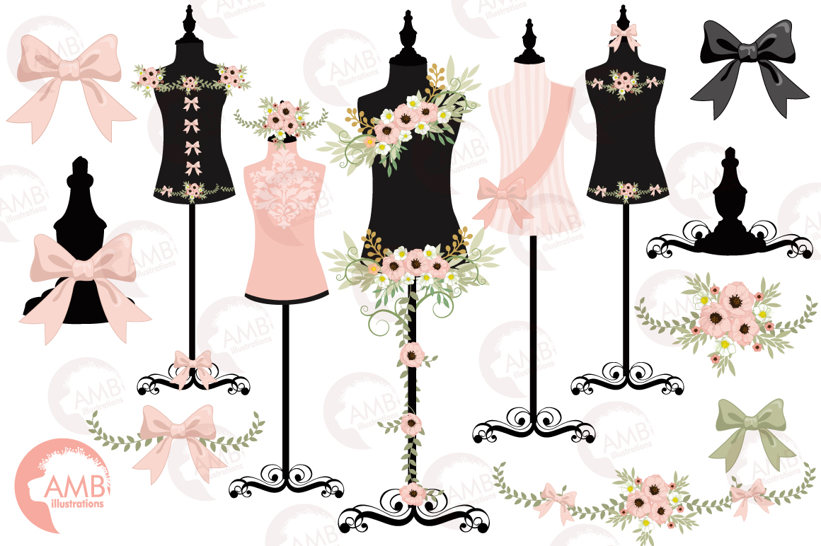 Dress forms mannequin clipart, graphics, illustrations AMB.