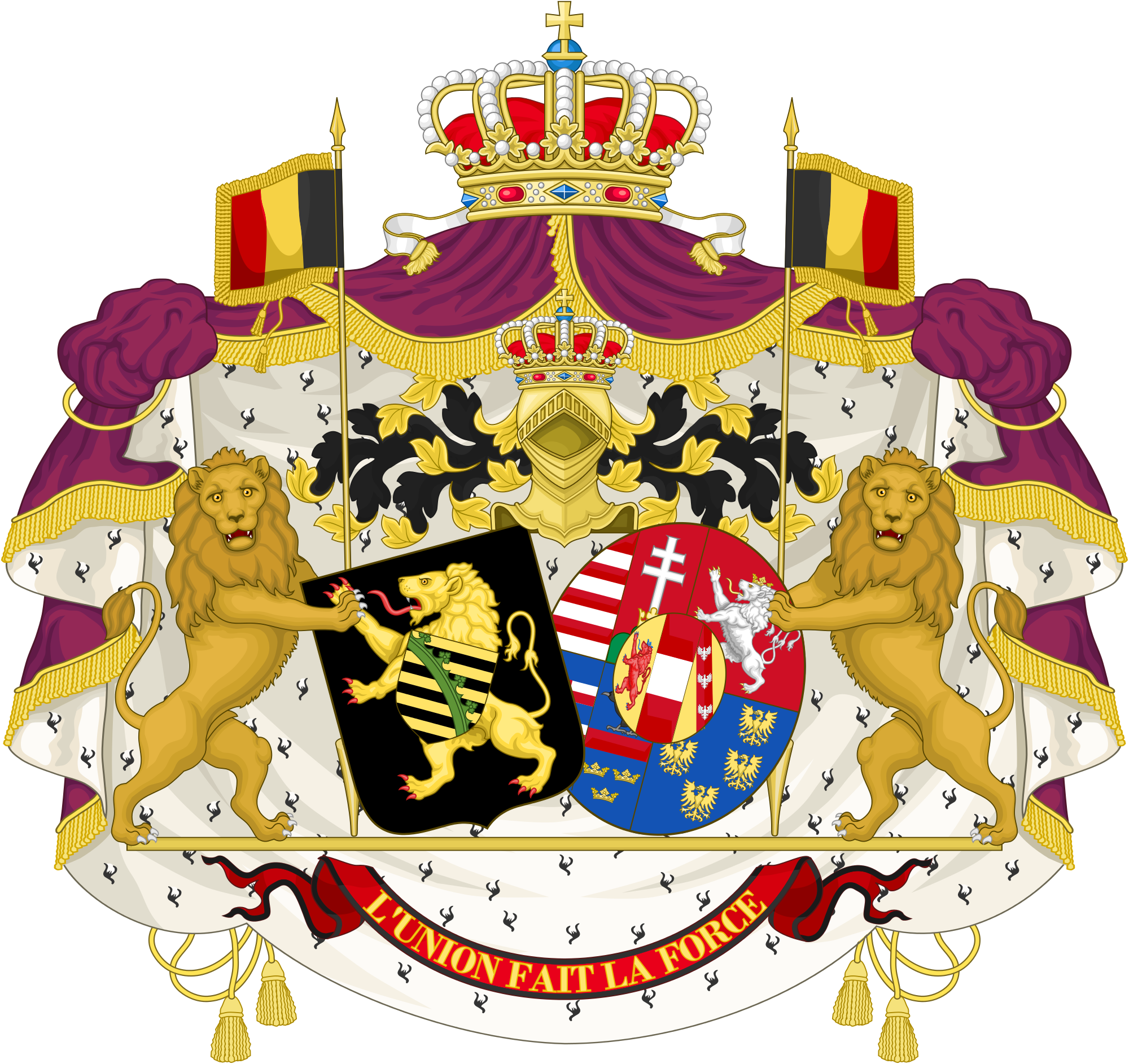 File:Alliance Coat of Arms of King Leopold II and Queen Marie.