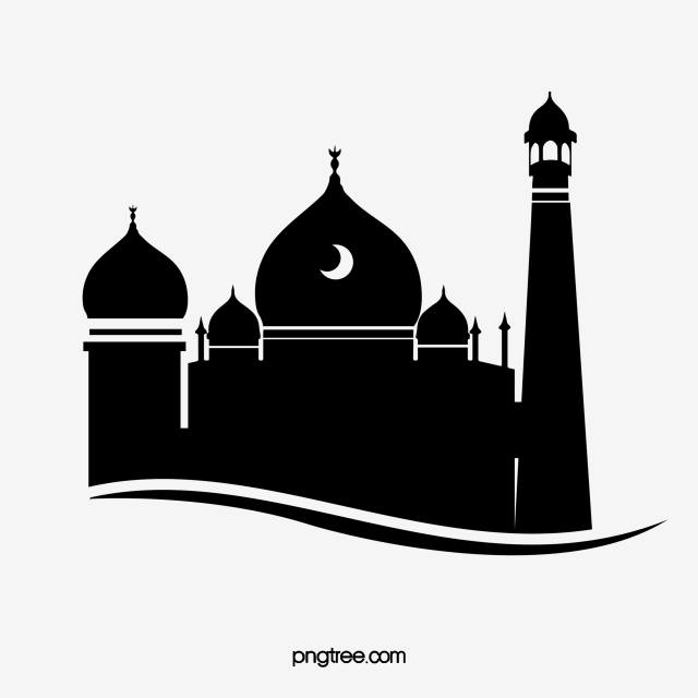 Silhouette Of Black And White Creative Mosque, Islam.