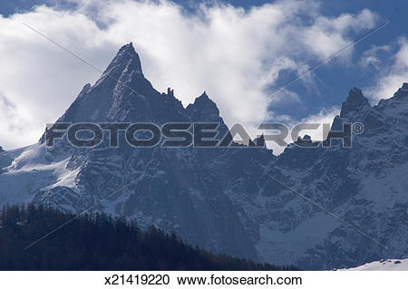 Stock Photography of French Alps, sharp edged jagged ridges and.