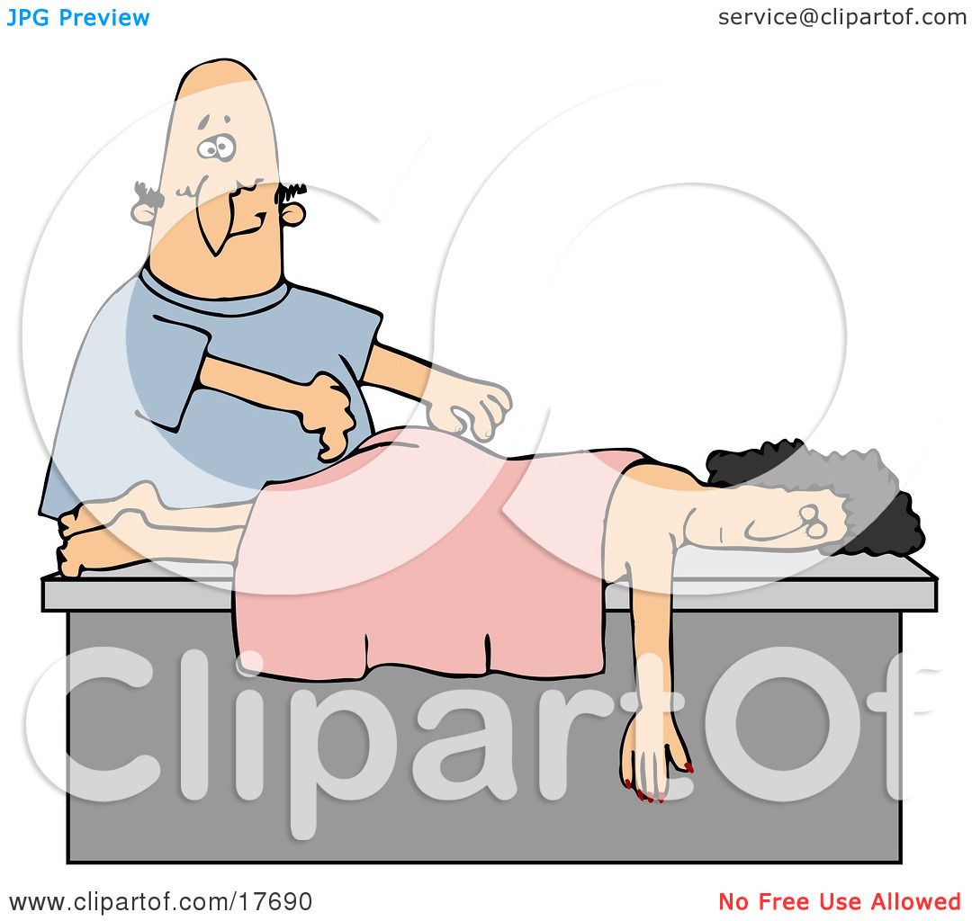 Clipart Illustration of Nervous Bald Caucasian Man Massing A.