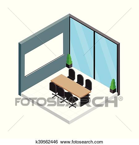 Isometric meeting room Clip Art.