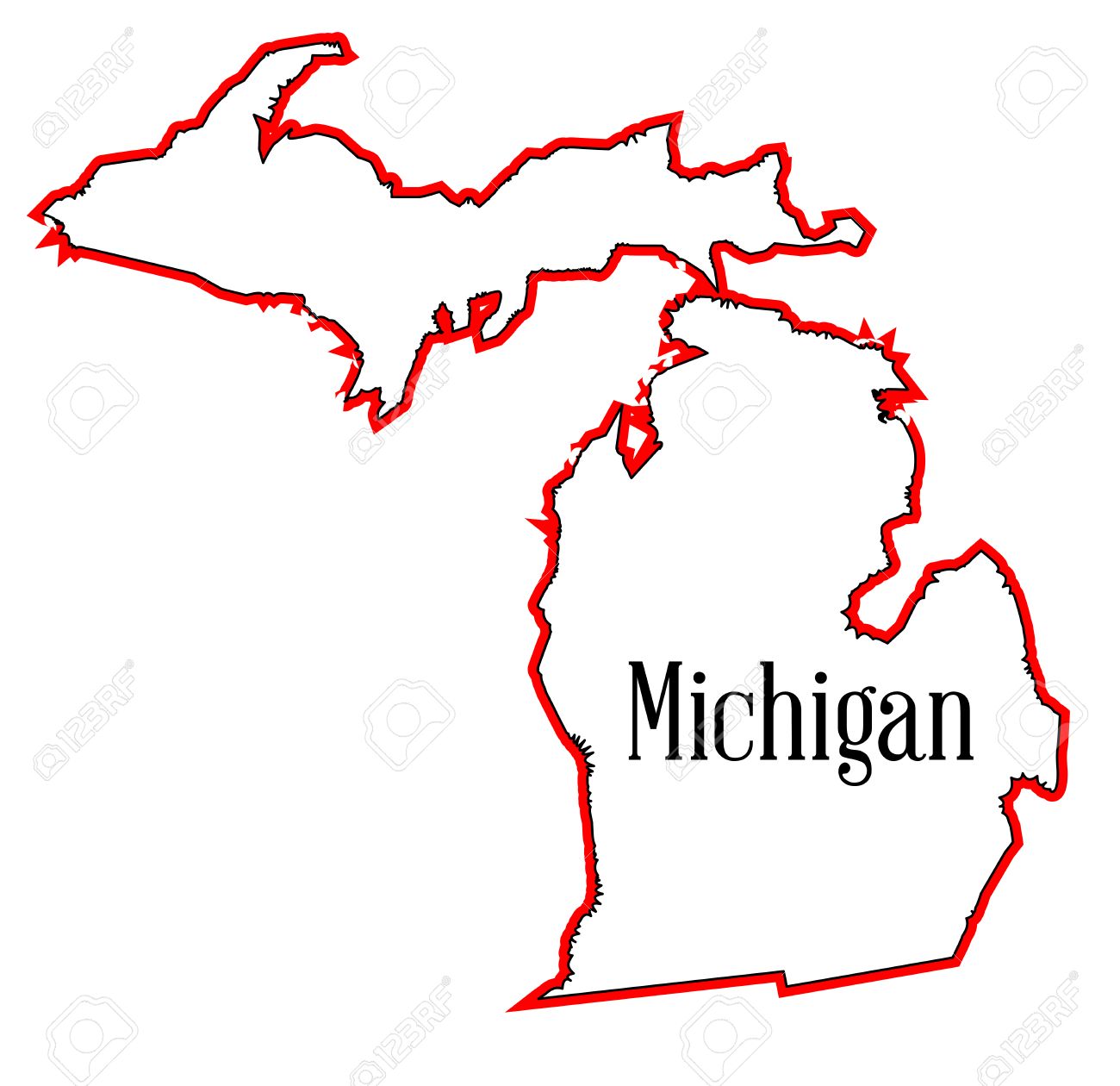 Outline map of the state of Michigan.