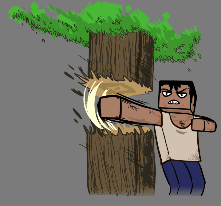 minecraft art.guy punches a tree???.