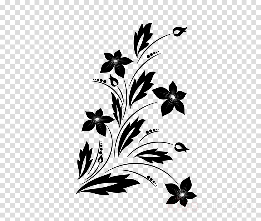 Black And White Flower clipart.