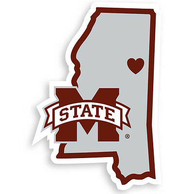 MISSISSIPPI STATE BULLDOGS state shape logo with heart vinyl.