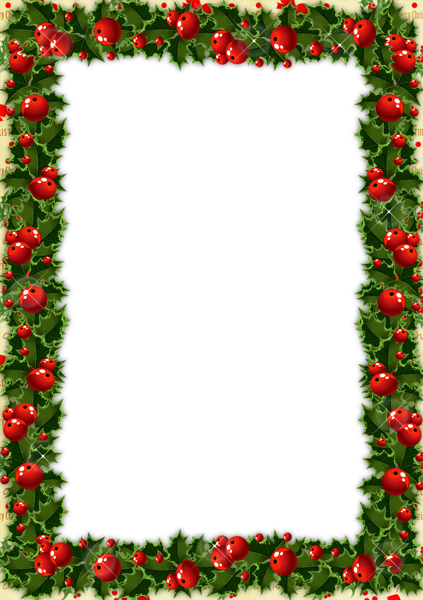 Transparent Christmas Photo Frame with Mistletoe.