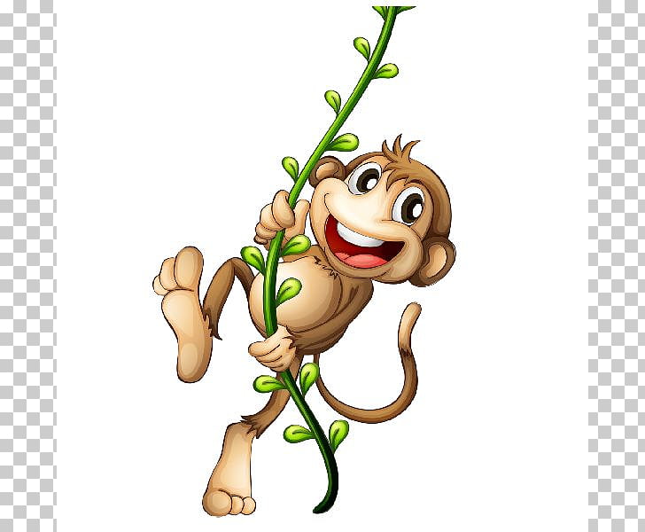 Cartoon , Cartoon Monkey , monkey climbing on green rope PNG.