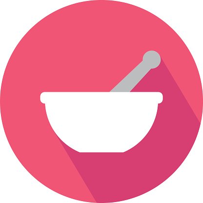 Mortar Pestle Colored Vector Icon premium clipart.