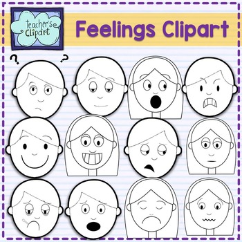 Feelings multicultural faces clipart.