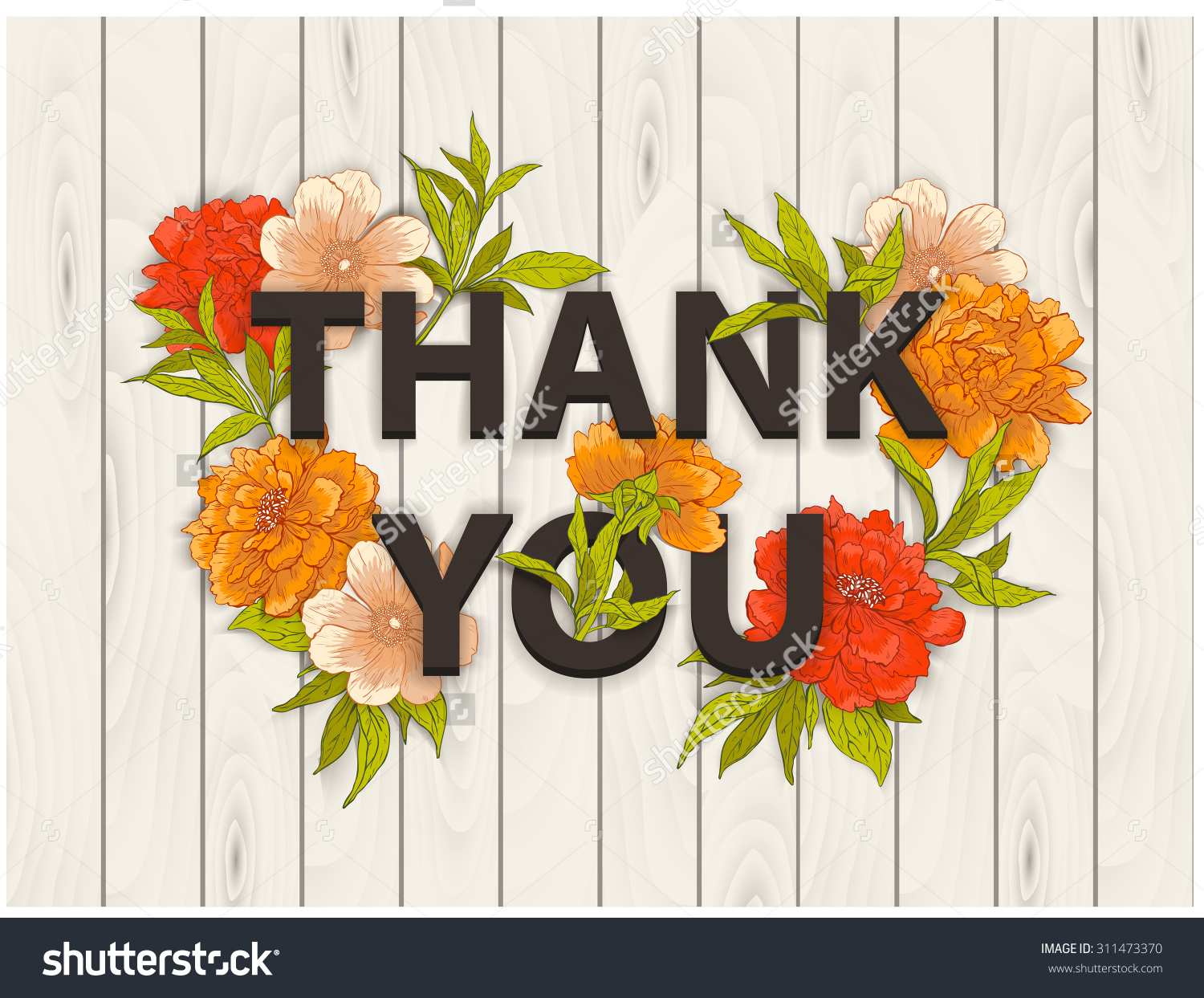 Vector Card Words Thank You Hand Stock Vector 311473370.