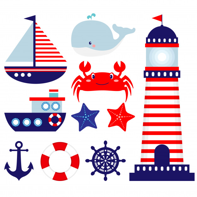 Nautical clip art set Vector.