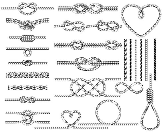 Rope, Nautical, Knot, Heart, Border, Sailor, Silhouette,SVG.