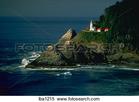 Stock Image of Heceta Head Lighthouse and coastline near Florence.