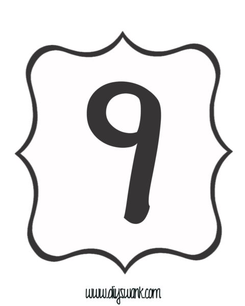 Number 9 Clipart Black And White.