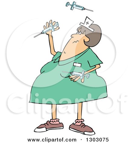 Patient Getting Shot In the Butt by a Nurse with a Syringe Clipart.