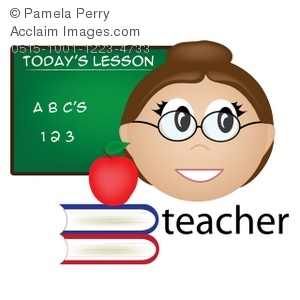 Clip Art Illustration of a Female Teacher Occupation Icon.