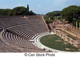 Stock Photography of Roman Burial Box Ostia Antica Rome Italy.