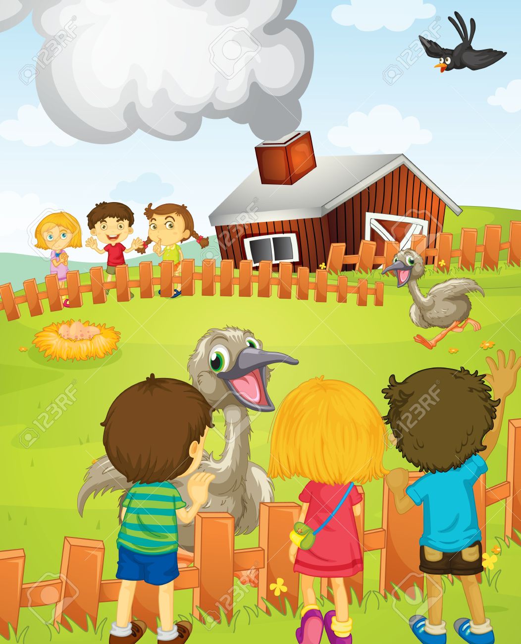 Illustration Of Kids At The Farm Royalty Free Cliparts, Vectors.