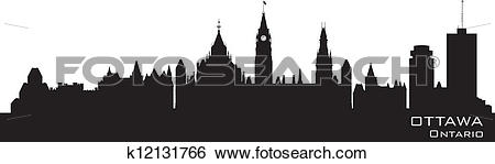 Clip Art of Ottawa, Canada skyline. Detailed silhouette k12131766.