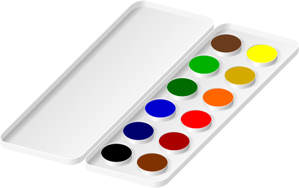 watercolors paint tray.