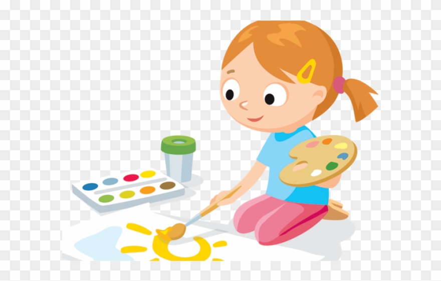 Drawing Clipart Cute Kid Painting.