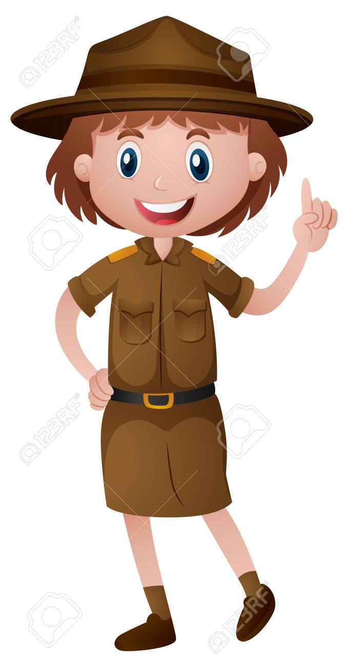 Female park ranger in brown uniform » Clipart Station.