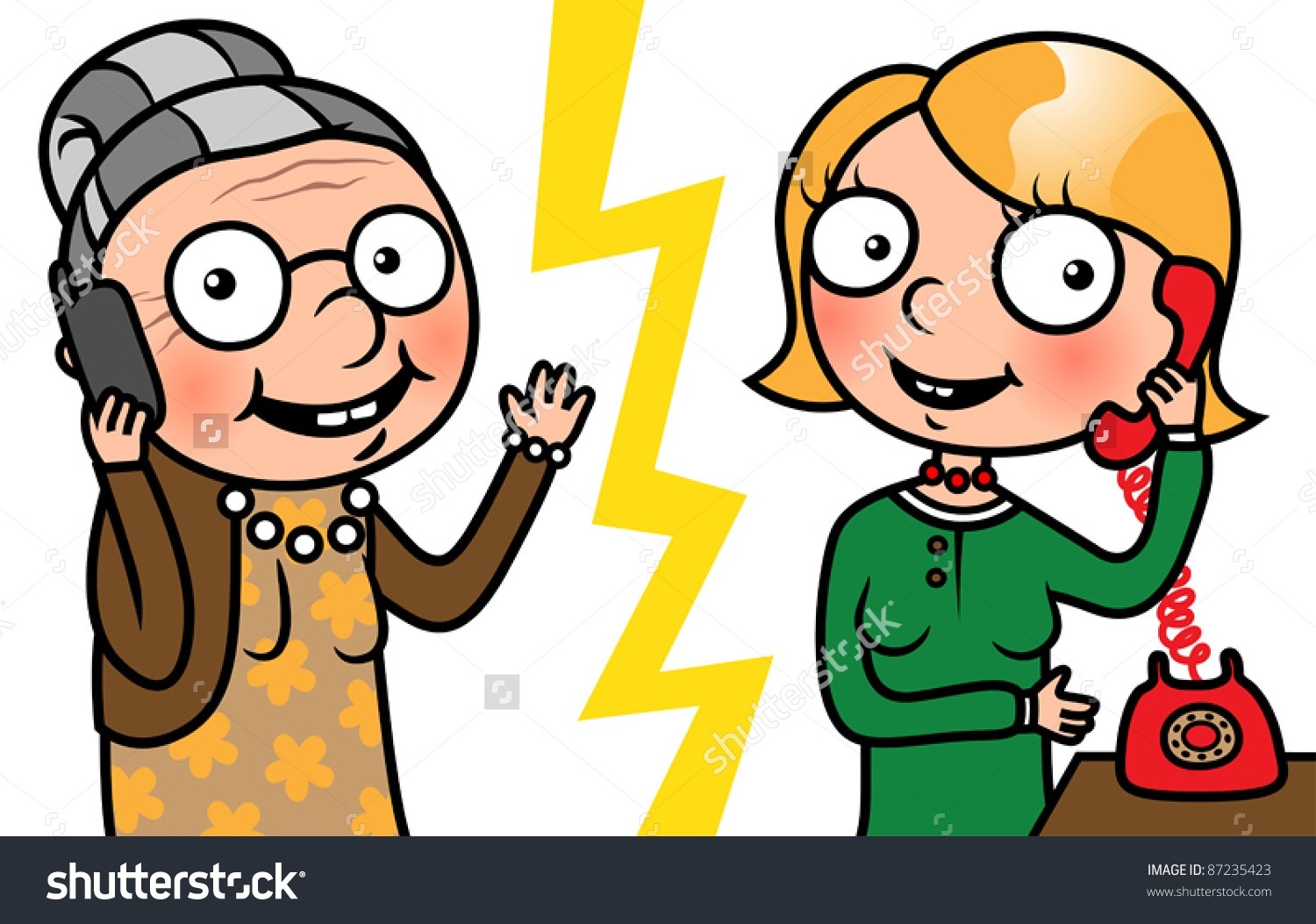 Two People Talking On The Phone Clipart.