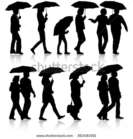 Silhouette Umbrella Woman Stock Images, Royalty.