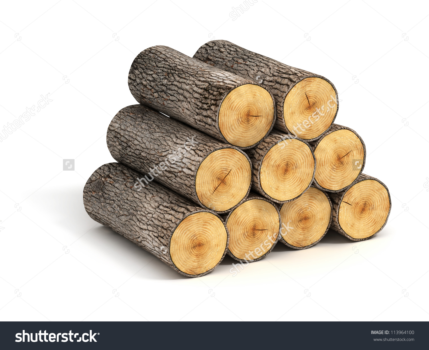 Stack Firewood Logs On White Background Stock Illustration.