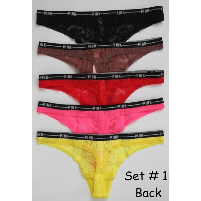 Victoria\'s Secret Pink Lace Logo Thong Panty.