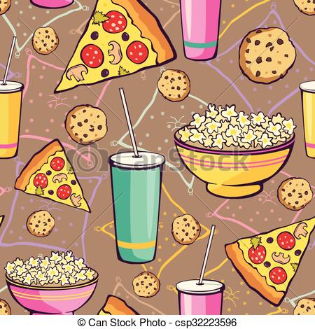 EPS Vectors of Vector Brown Slumber Party Food Seamless Pattern.