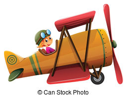 Clip Art Vector of Plane and pilot.