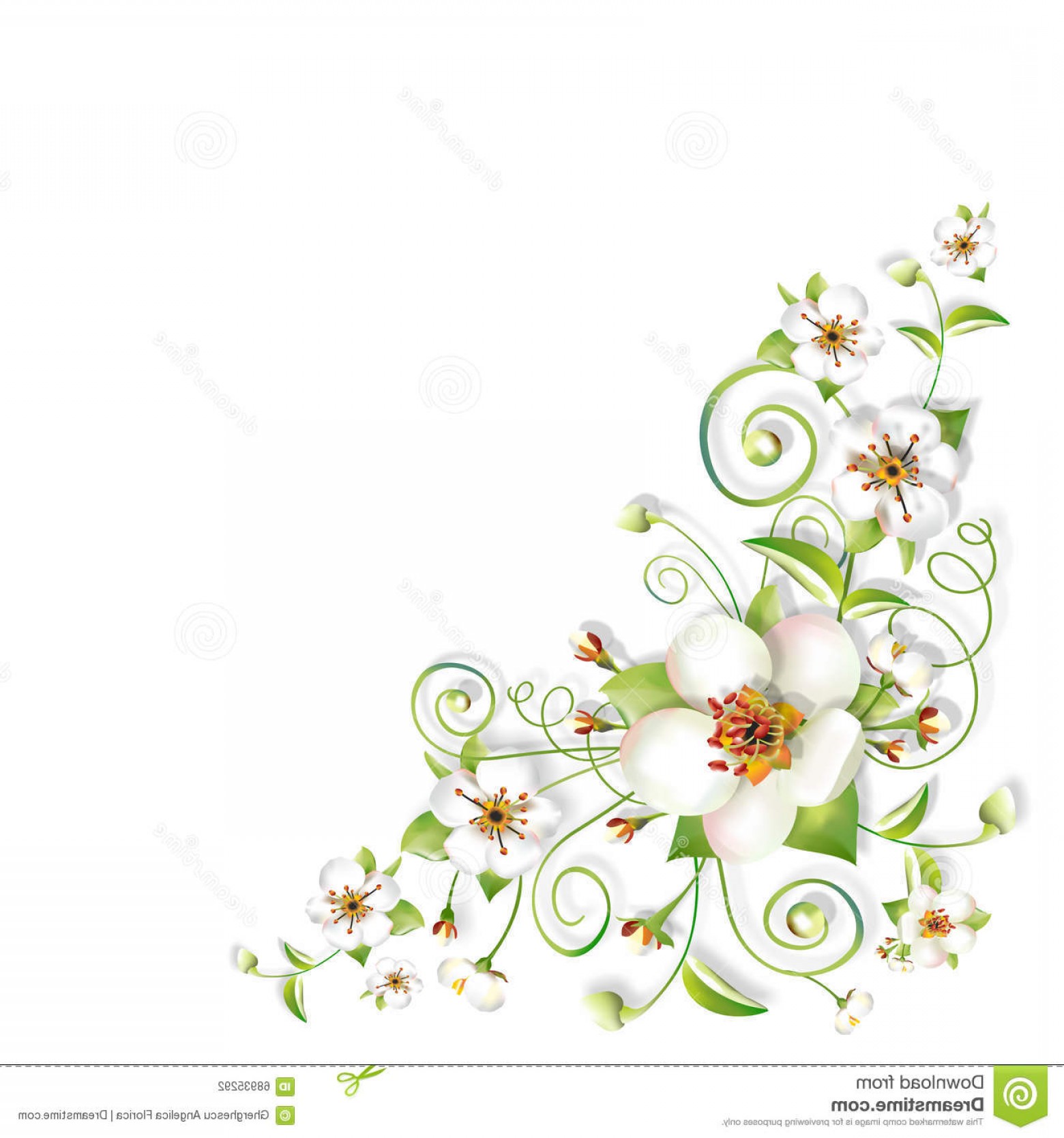 Stock Illustration Sprig Flowers Background Corner Spring.