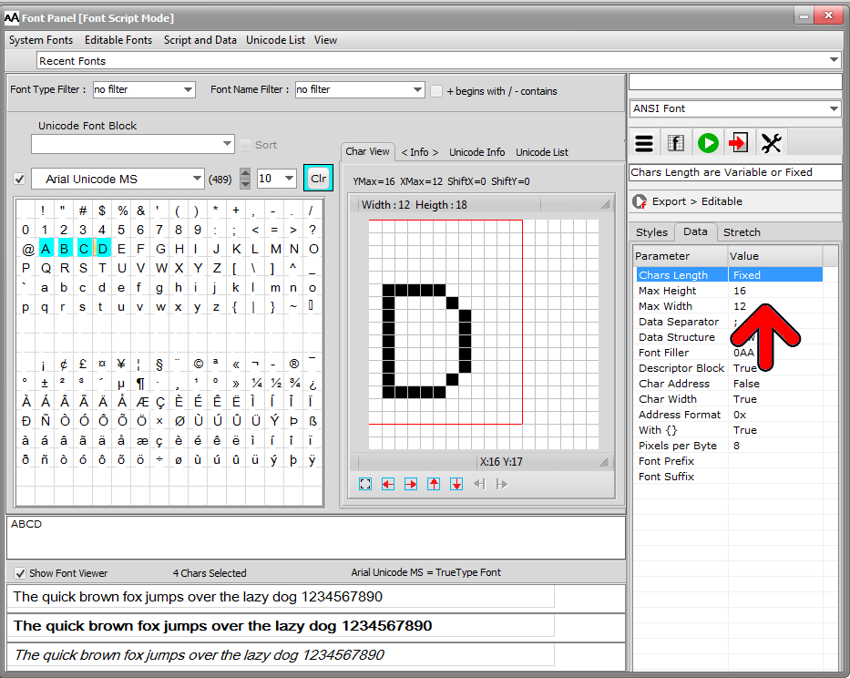 GLCD Font Editor.