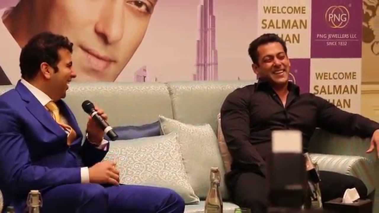 Salman Khan in splits of laughter at a Dubai press conference PNG jewellers.