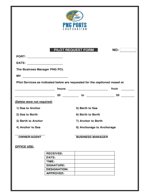 Fillable Online PILOT REQUEST FORM NO.