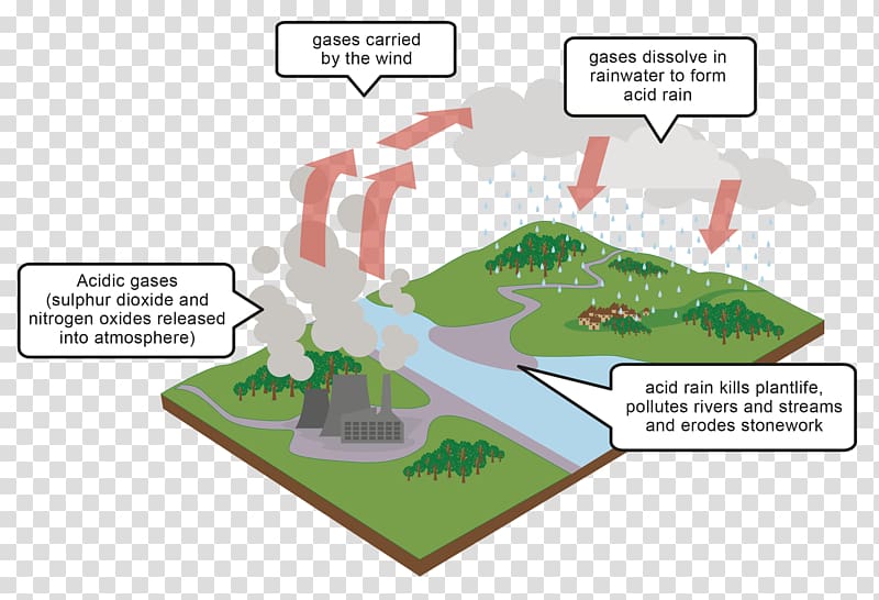 Acid rain Diagram Air pollution, rain effects transparent.