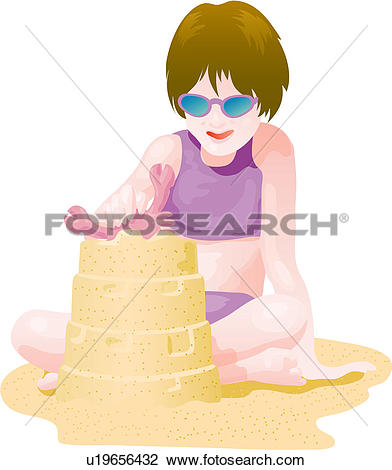 Clip Art of posed, seaside, pose, swimsuit, swimwear, summer.