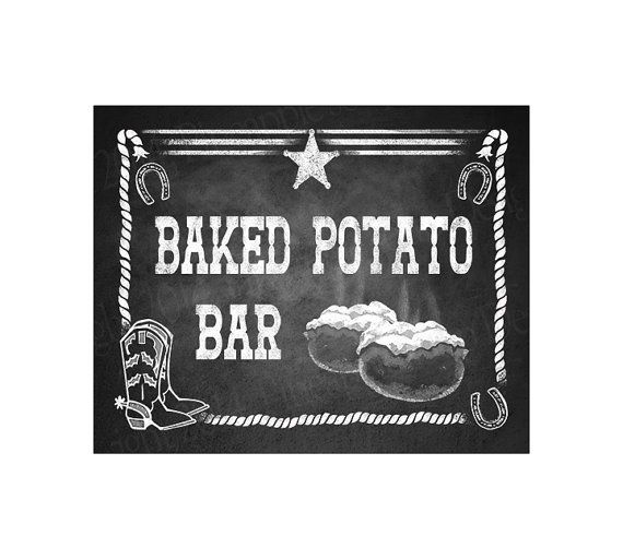 Western Themed Baked Potato Bar sign.