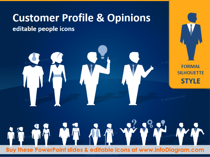 Customer Profile People Silhouettes (PPT icons clipart.