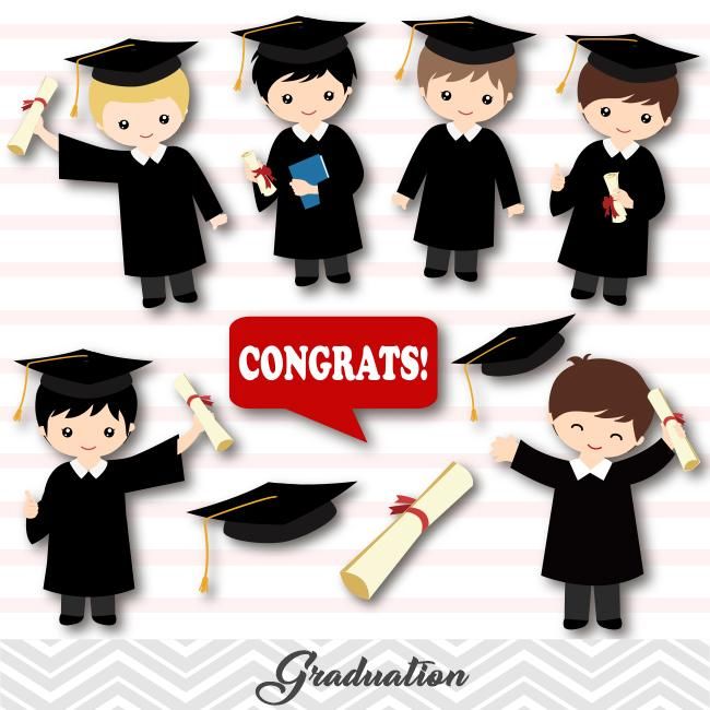 Graduation Boys Clip Art, Boys Graduate Clipart, Preschool.