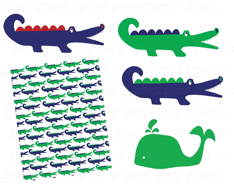 Preppy Alligator Clipart.