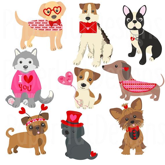 Valentine Dogs Clipart 2.