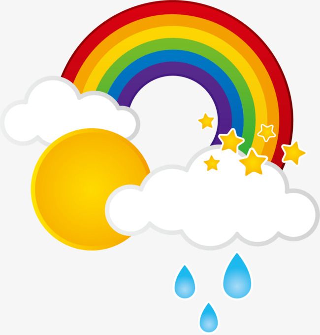 Rain Clouds Rainbow Sun, Sun Clipart, Rain Clipart, Sun PNG.