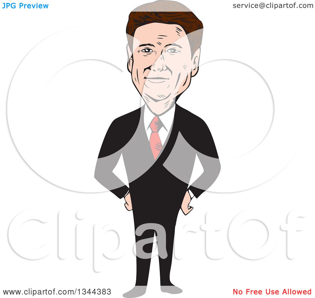 Clipart of a Cartoon Caricature of Rand Paul Standing with Hands.